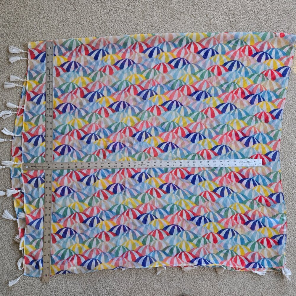 NWOT Colorful Beach Umbrella Balls Lightweight Scarf - Picture 4 of 7